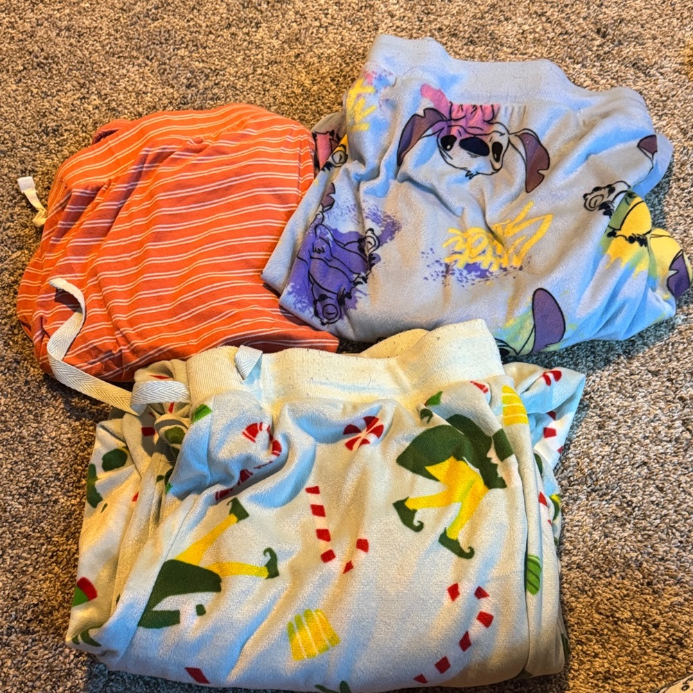 Women’s Pajama Set - Light Blue, Orange & White Holiday Prints